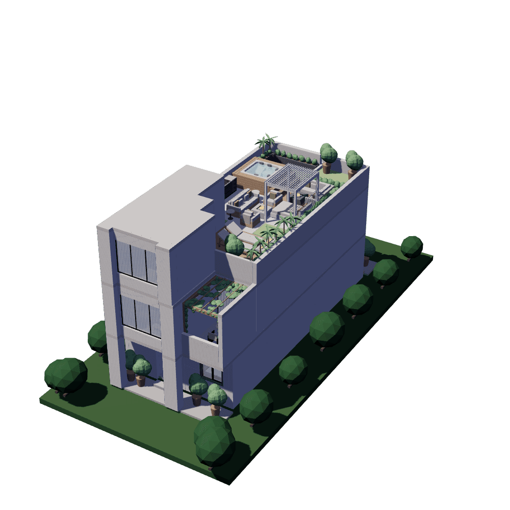 The villa finished, after the agent built it from the CAD drawing.