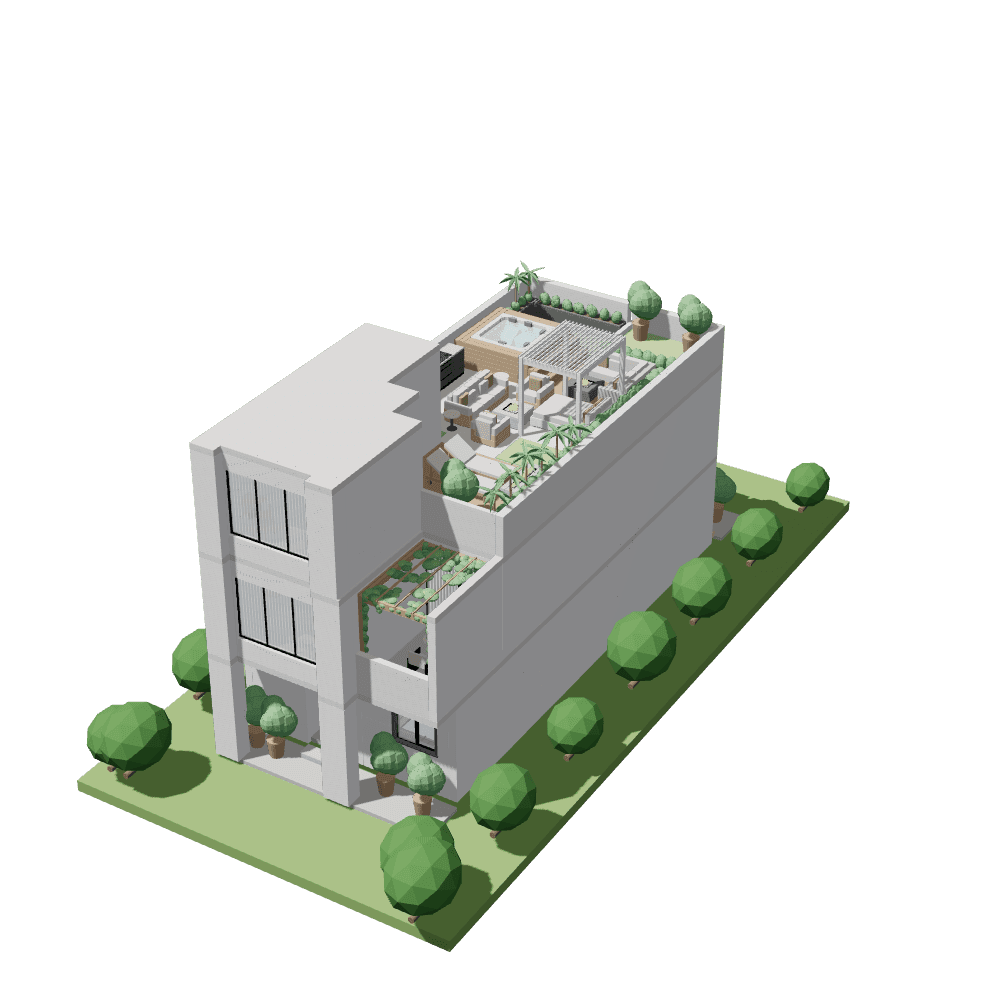 The villa finished, after the agent built it from the CAD drawing.